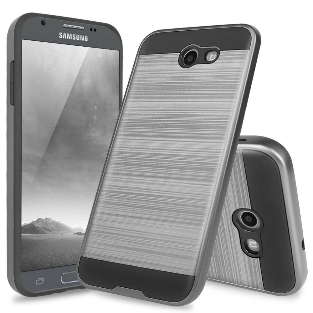 Samsung Galaxy J7 V Perx J7 SKY Pro (2017) Armor Hybrid Case (Gray)